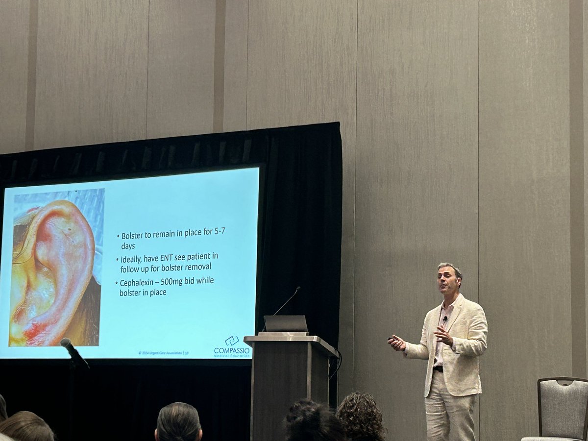 Managing the post-auricular hematoma drainage and complex facial lacs with ENT Dr Jeff Lacour @UrgentCareAssoc