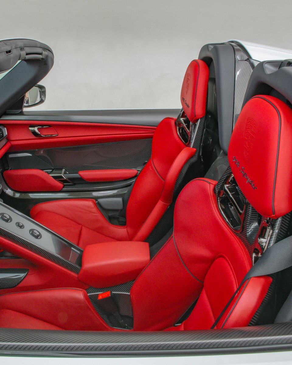 duPontREGISTRY's tweet photo. 2015 Porsche 918 Spyder presented in a stunning White exterior with a Vibrant Dark Red interior https://t.co/M86SlyV0zT
