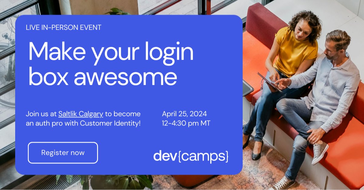 Join Okta's half-day DevCamp lab in Calgary on Thursday, April 25th and see how easy it is to secure your organization’s website, custom applications and API services. Plus, enjoy lunch, meet peers, win #Lego ! bit.ly/3W0yZA5