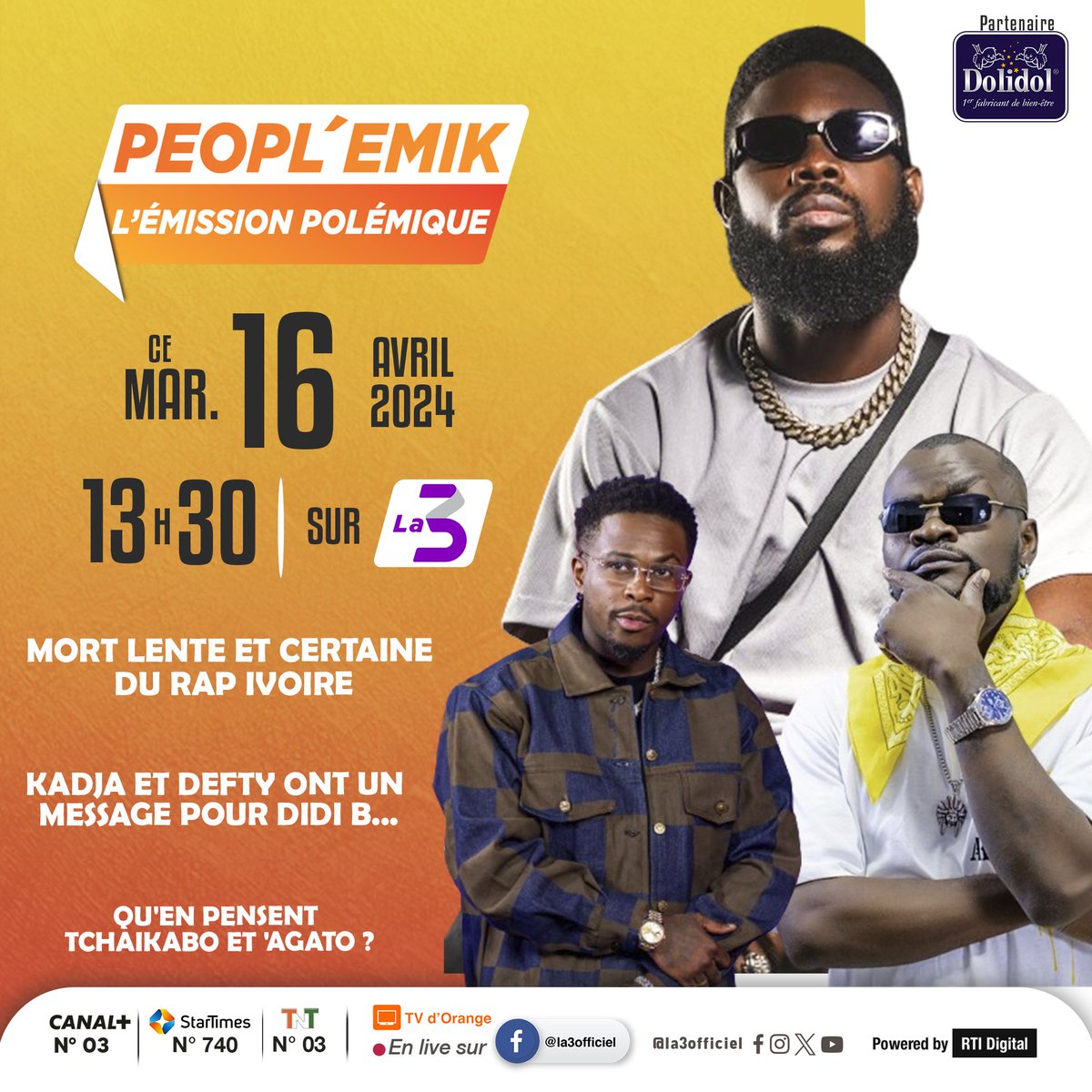 La3officiel's tweet photo. Peopl'Emik | Mort lente et certaine du Rap ivoire | Kadja 302 et Defty ont un message pour Didi B ... Pour en savoir plus, suivez l'émission ce mardi 16 Avril à 13h30 GMT.
#Viral #Musique #PPLK #People https://t.co/OC2RuWPi1A