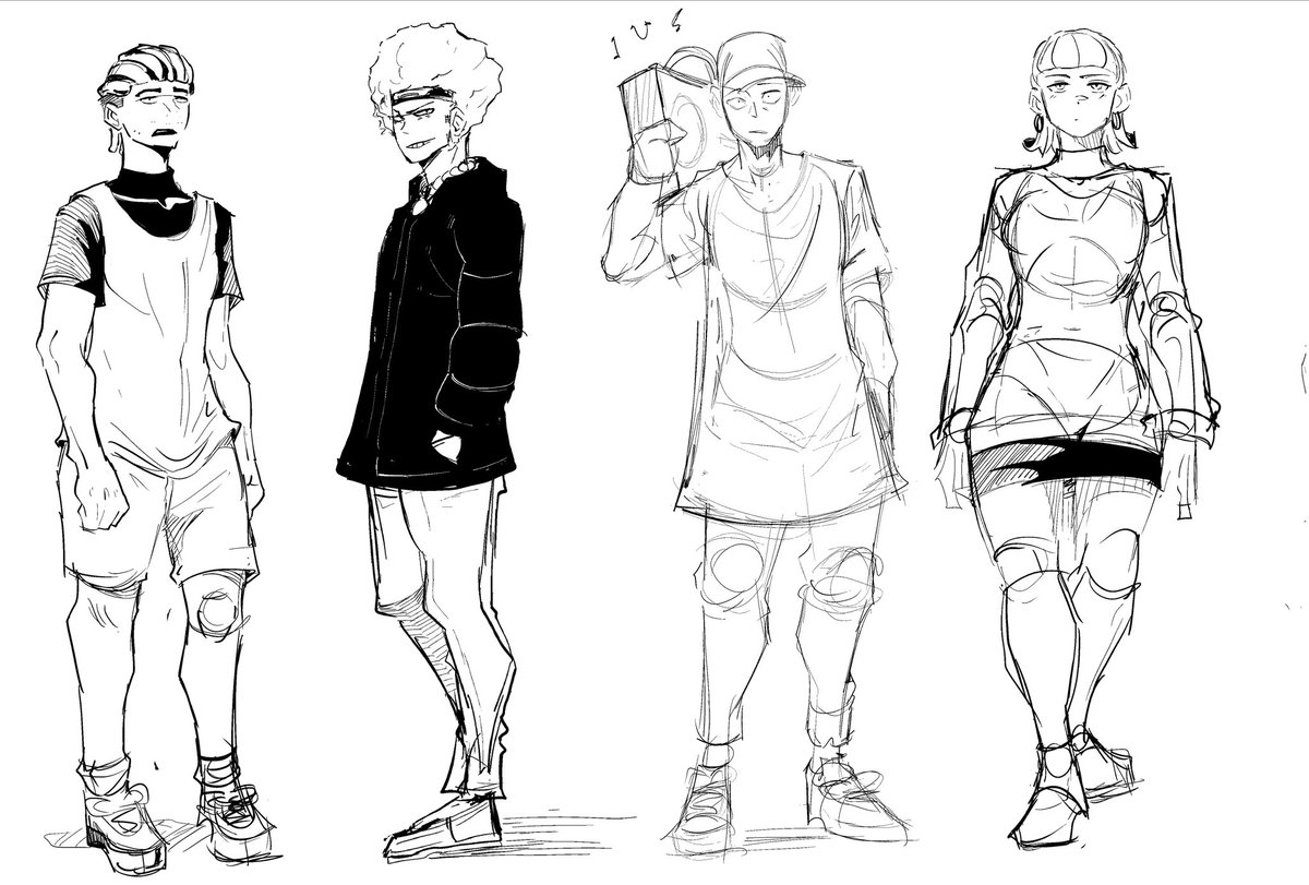@UnpopMangaka I try to focus on making each character super different with their clothes and body types and I think it's cool to give each character a cool characteristic, like a hat or some, even if you have characters who are wearing the same clothes you can still give them all uniqueness 