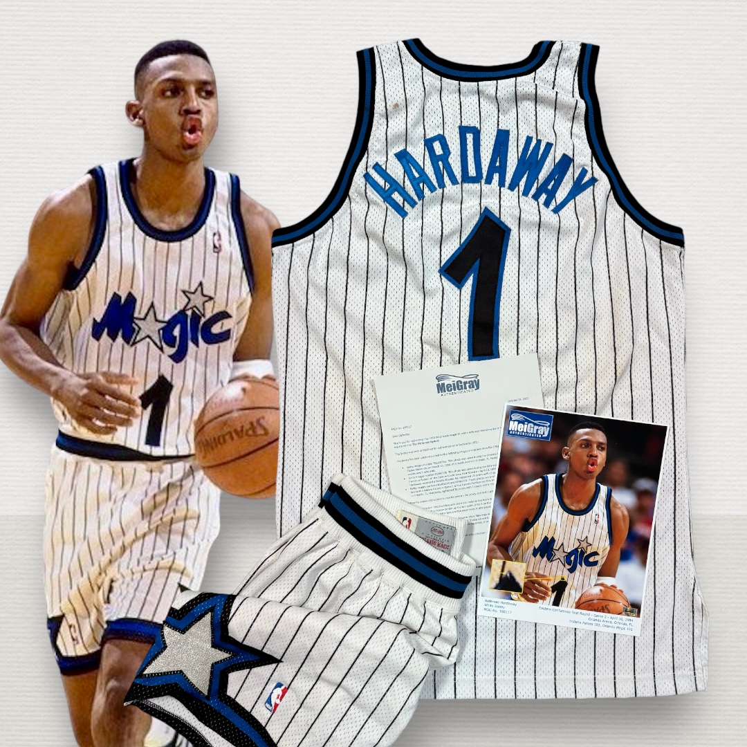 GF_Auctions's tweet photo. Photo-Matched 1993-94 Penny Hardaway Rookie Orlando Magic NBA Playoffs Game-Used Uniform (MeiGray Matched To Multiple Games) πͺ #JustConsigned https://t.co/zl2NpyvAim