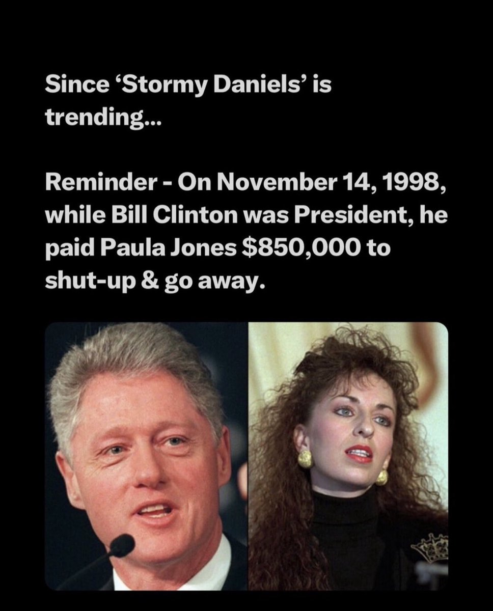 DebXan's tweet image. Bill Clinton paid Jones with his own Money also.  This is a misdemeanor offense at best. 
This is #PoliticalProsecution and #ElectionInterference