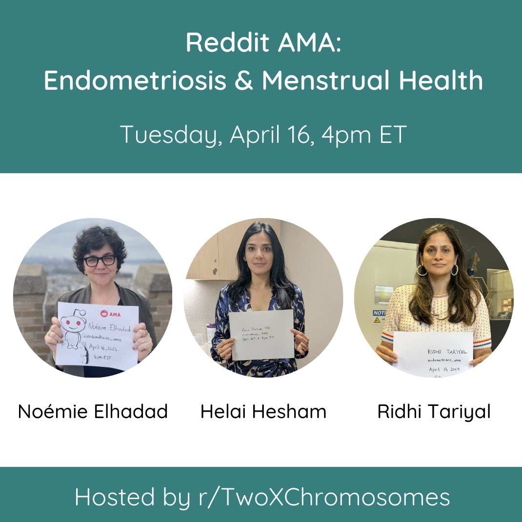 Phendo creator, @noemieelhadad, along with other endo experts, @reeds_t and Dr. Helai Hesham, will be doing a Reddit Ask-Me-Anything on endometriosis and menstrual health tomorrow, April 16, at 4pm ET! 💛