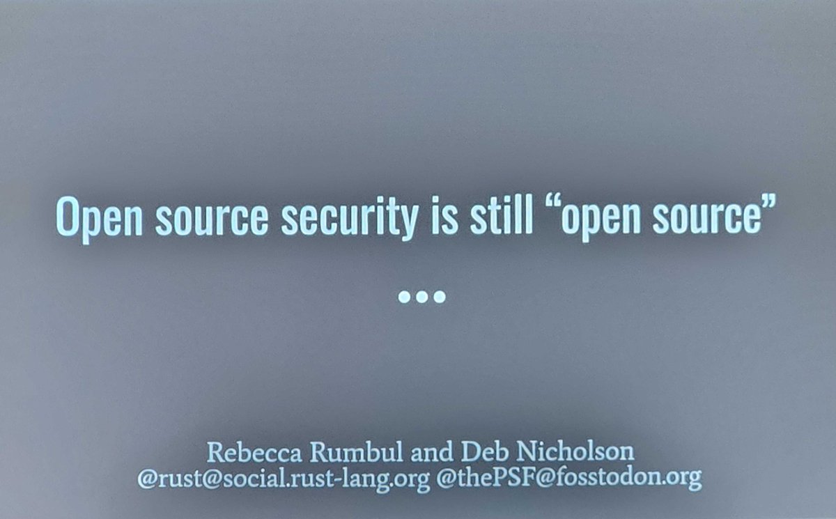 Rebecca Rumbul from @rust_foundation and Deb Nicholson from Python Software Foundation (@ThePSF) discuss the importance of actions like building consensus, transparent communication, & responding to pushback in their organizations' approach to security. 🔐 #SOSSCommunity