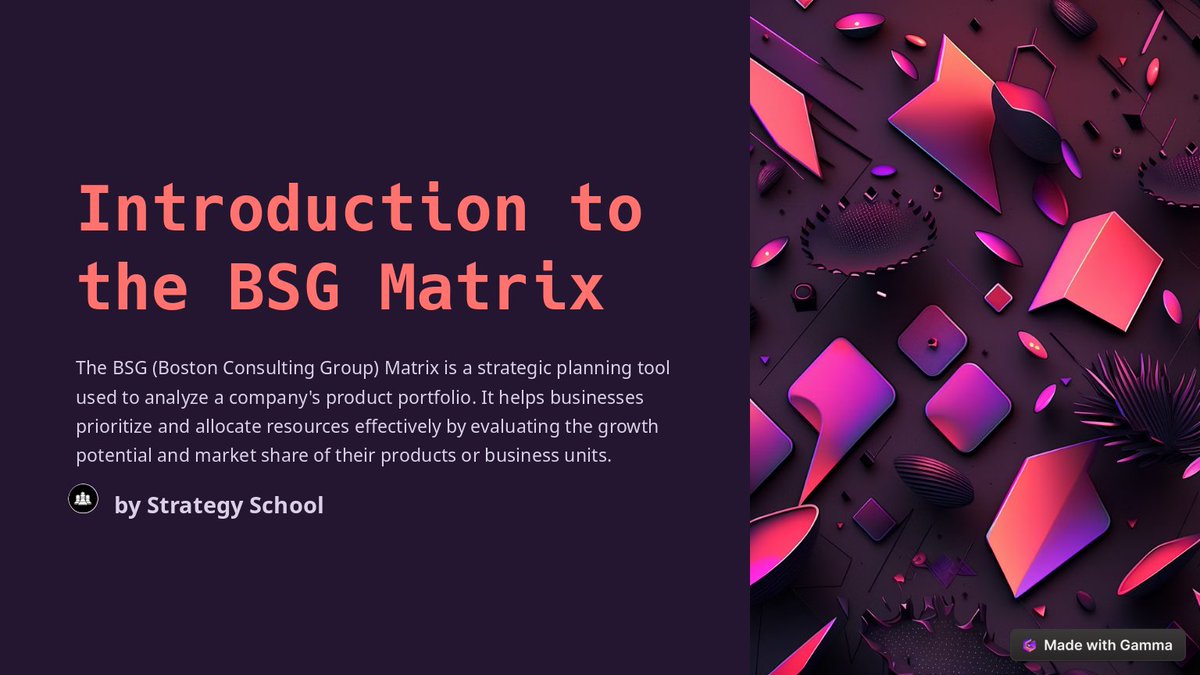mericstrategy's tweet photo. What is BSG Matrix and how to use it in strategy
https://t.co/R43sgqJ6sI
#strategy #Management #analysis https://t.co/ndJeuzfH6A