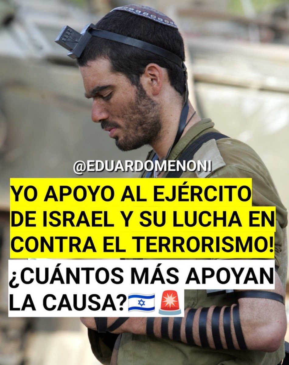 eduardomenoni's tweet photo. Levanta la mano ✋🏼 si tú también apoyas a Israel 🇮🇱 así los zurdos y promotores del terrorismo se molesten. https://t.co/Ff4HFrHCZA