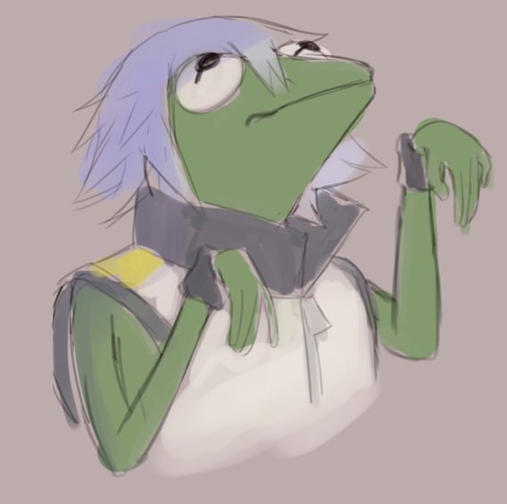 serenribbity's tweet photo. fun fact: in college i used to doodle riku kingdom hearts as kermit the frog for some unknown reason

i present to you kermku https://t.co/n0zdcH7Tnu