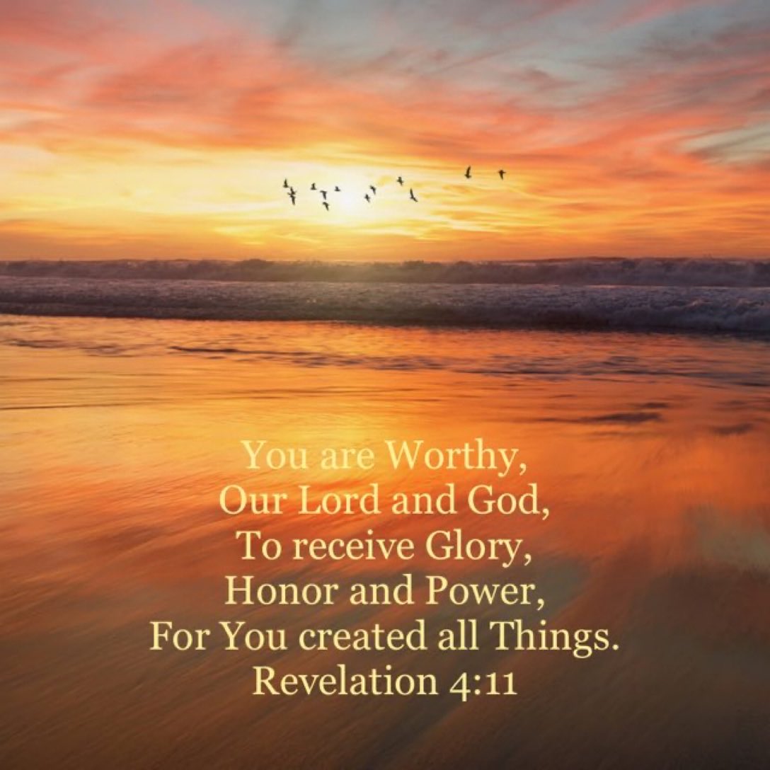 You are worthy, our Lord and God, 
To receive glory and honor and power, 
For You created all things.

Revelation 4:11