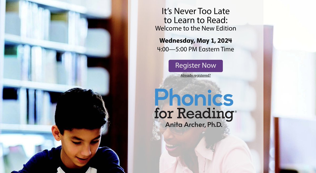 Dive into the latest edition of #PhonicsForReading! Join us for an exclusive webinar featuring renowned literacy expert Dr. Anita Archer to get an inside look at the updates crafted from your feedback and cutting-edge research in reading intervention. Sign up now:…