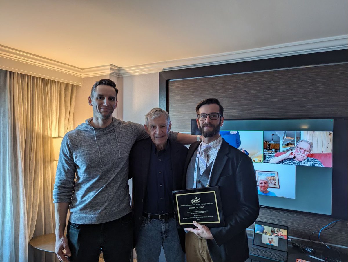 One of our graduate students, Joey Eisman, also won the National Consortium for Instruction and Cognition’s Richard C. Anderson Graduate Student Research Award! 🎉 We are SO proud of Joey and his great work titled “It Was My Story: Perceived Similarity and Empathic Motivations”