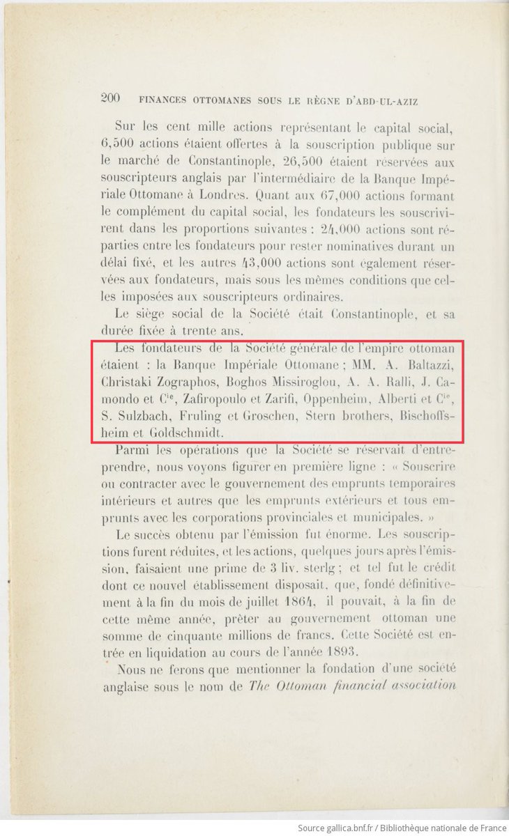 @cengizozakinci “Osmanlı İmparatorluğu Genel Ortaklığı kurucuları: Osmanlı Şahane Bankası ile A.Baltacı, Christaki Zografos, Boghos MISIROĞLU, A.A.Ralli, J.Camondo ve Ortakları, Zafiropulo ve Zarifi, Oppenheim, Alberti ve Ortakları, Sulsbach, Fruling ve Grochen, … ” 1903, E.Hist.Fin.Turquie.⤵️