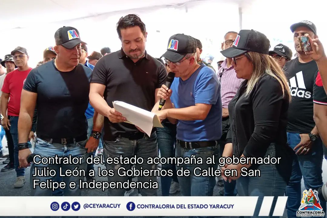 CEYaracuy's tweet photo. El contralor del estado #Yaracuy, Juan Vicente Gómez, acompañó al gobernador de la entidad, Julio León, a la entrega de recursos al pueblo en los Gobiernos de Calle 15 y 16 que se desarrollaron en los municipios San Felipe e Independencia. https://t.co/pQWUSSRSn9