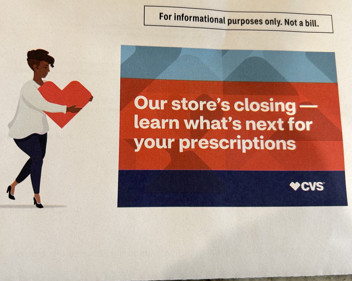 Patient brought this in today, wanted 2 know what it means bc ⁦@cvspharmacy⁩ doesn’t answer the phone. It MEANS #PBMs drove Indy pharmacies out of business & ⁦@KarenSLynch⁩ needs more money. Next question.