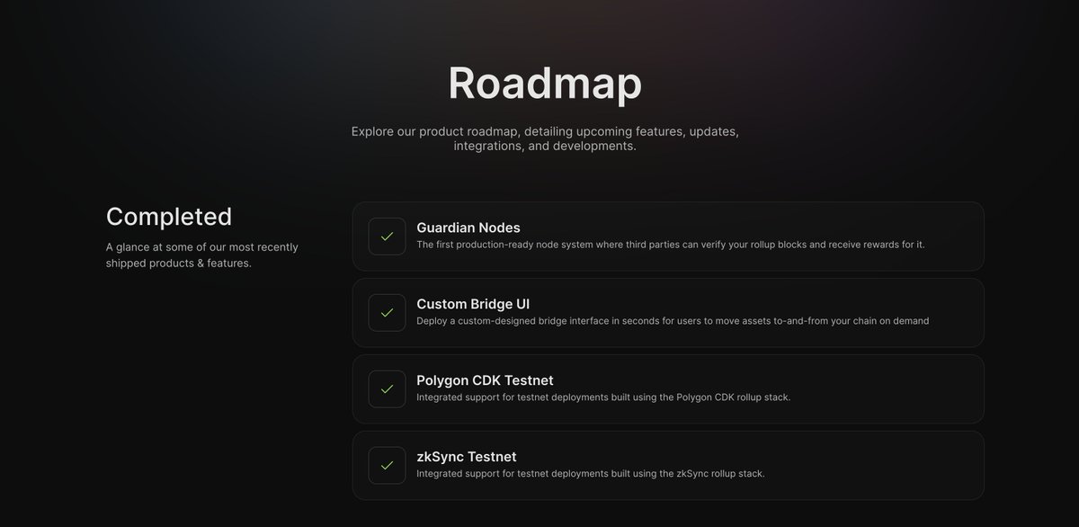 Our Roadmap Page is live! Explore our recent upgrades, along with upcoming features, integrations, and product developments all on our website. caldera.xyz/roadmap