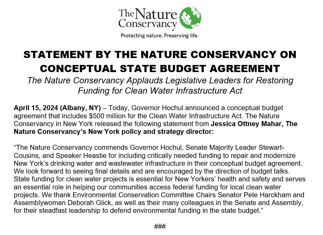 Exciting news today in @GovKathyHochul's announcement of a conceptual #NYBudget deal. $500M for clean water restored! Thank you @AndreaSCousins @CarlHeastie @SenatorHarckham @DeborahJGlick and everyone that worked to make this happen! #FixOurPipes