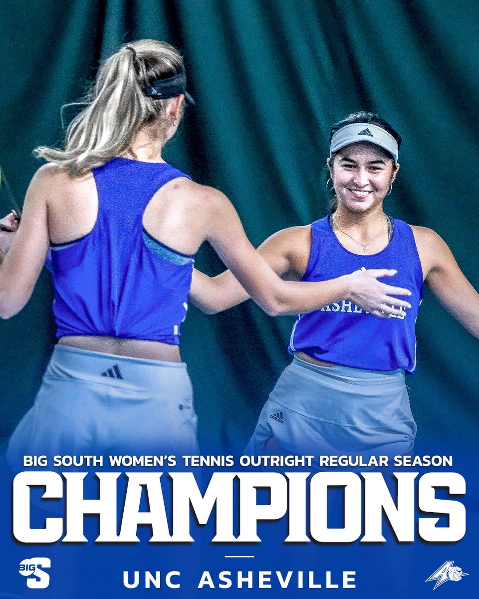 𝗢𝗨𝗧𝗥𝗜𝗚𝗛𝗧 𝗖𝗛𝗔𝗠𝗣𝗜𝗢𝗡𝗦 🏆 For the second year in a row, UNC Asheville claims the outright Big South regular season title! #BigSouthWTEN | @UNCAvlWTennis