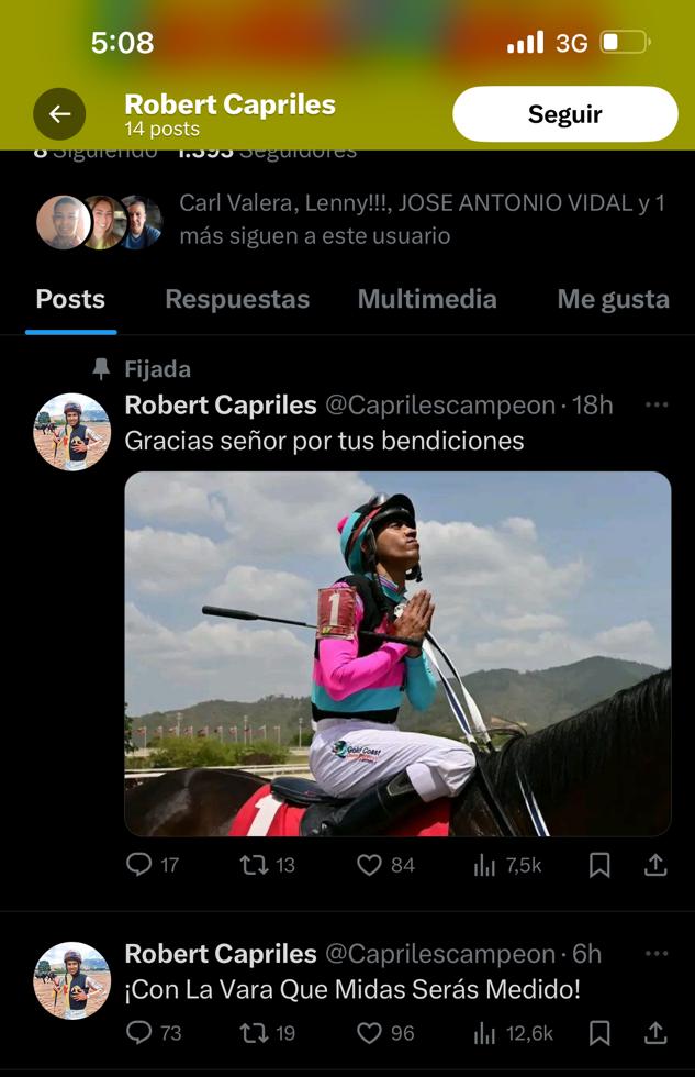 Buenas tardes a toda la afición hípica les informo que está cuenta es  FALSA .