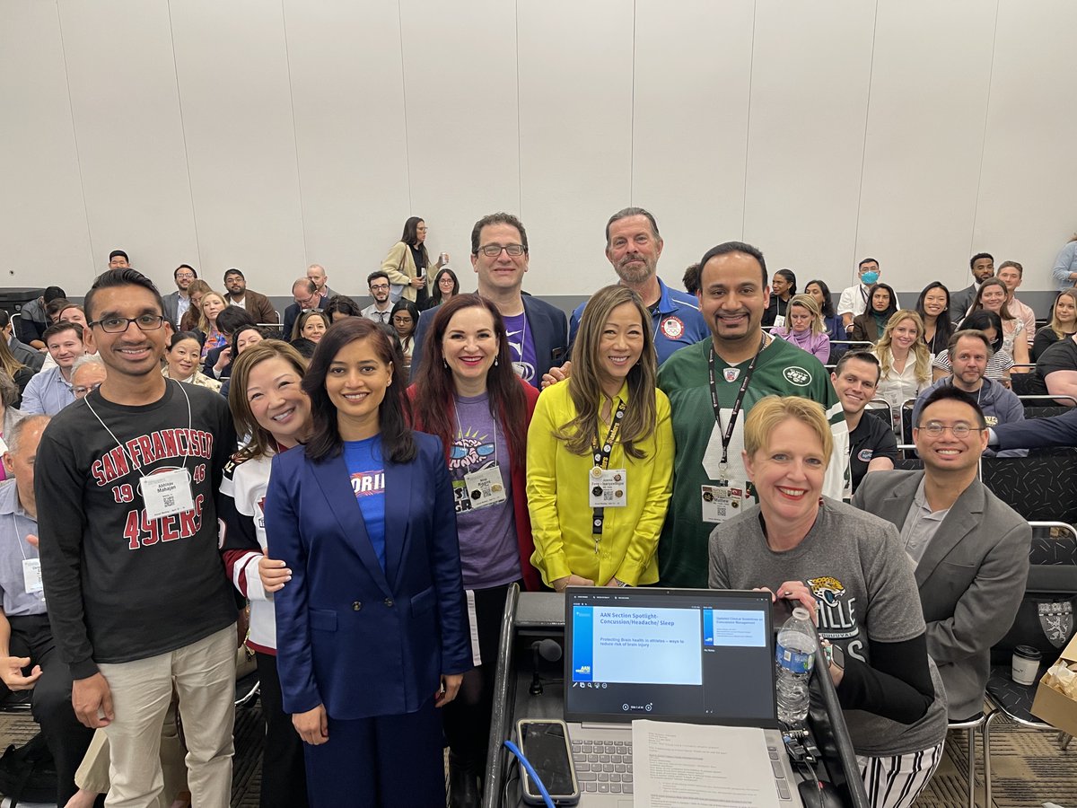 Seeing sports jerseys at #AANAM? Sports #neurology, sleep medicine, and #headache and facial pain section leaders represented their favorite teams for today's spotlight! #NeuroTwitter @NinaRiggins