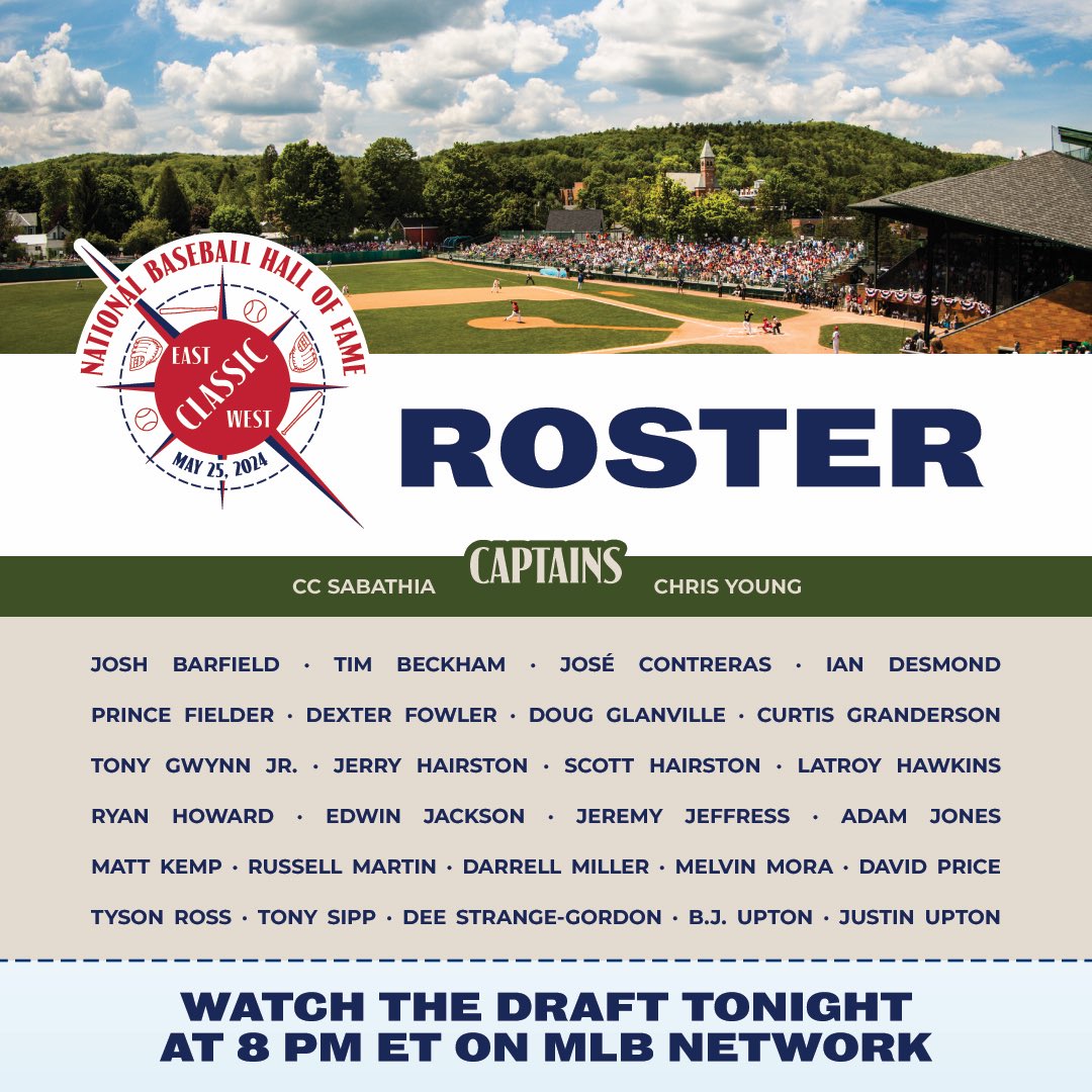 Memorial Day Weekend in Cooperstown will feature some serious star power for our celebration of Black baseball. Watch tonight on @MLBNetwork as we set the squads for the Hall of Fame East-West Classic!