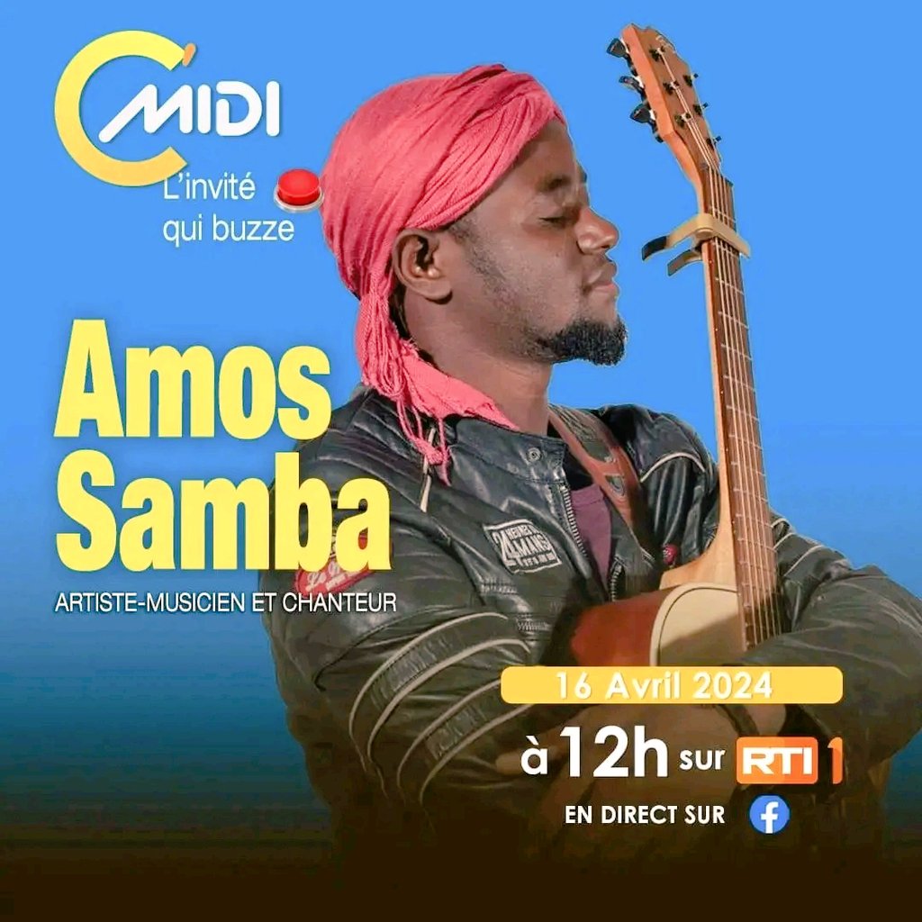 L'artiste gospel de nationalité centrafricaine, Amos Samba est l'invité de la RTI1 ce 16 avril 2024 à 12h.
#amossamba 🇨🇫
#gospel 
#RTI 🇨🇮