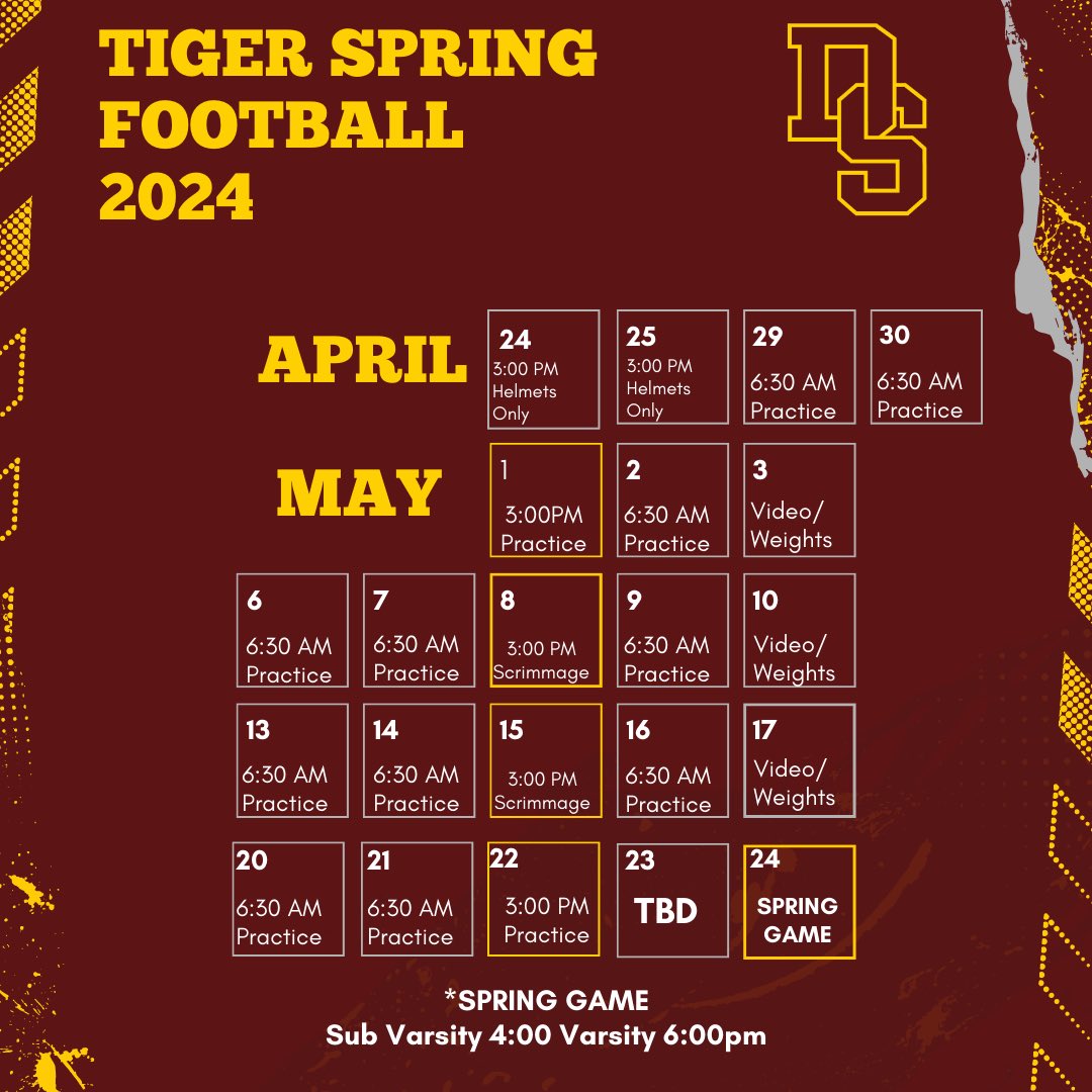 Here’s the game plan for Tiger Football’s Spring season! Gearing up for the official 2024 football season! #letsgo #TPD #GoTigers #txhsfb