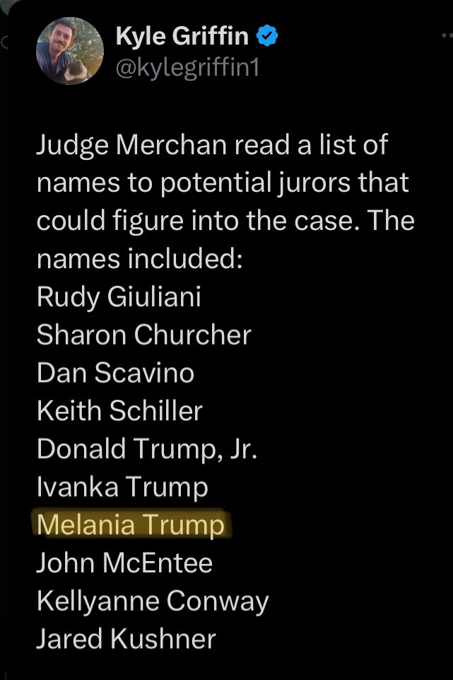 @Out5p0ken Melania Trump is listed as a potential witness. #WitnessTampering