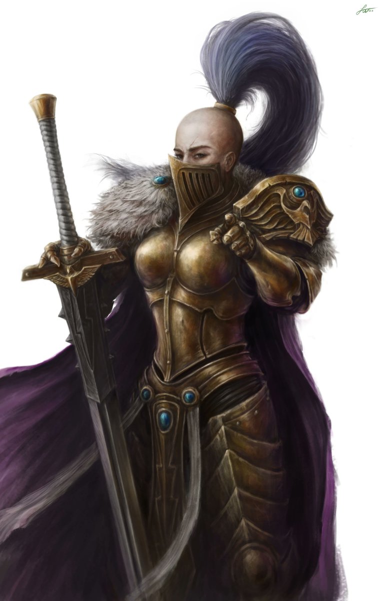 Seeing a lot of 'heckin femstodes have been mentioned previously in lore y'all' wokos abusing this extract from Echoes of Eternity

Thats a reference to the gold armor of the Sisters of Silence, who fought alongside the Custodes😏

You would know that if you had read the book🤣