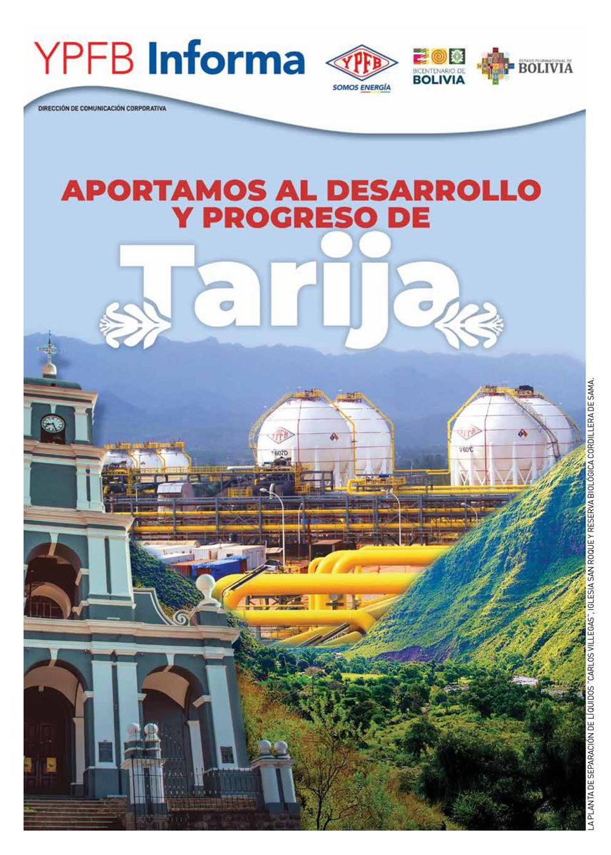 YPFB_corp's tweet photo. #Separata | En YPFB celebramos con orgullo el aniversario de #Tarija, un pilar fundamental en la industria de los hidrocarburos de Bolivia.
Leer separa completa: https://t.co/gDPuYp9gI5

#TarijaCuentaConLucho 
#UnidosRumboAlBicentenario 
#YPFB 
#SomosEnergía https://t.co/cb7AsqRh9y