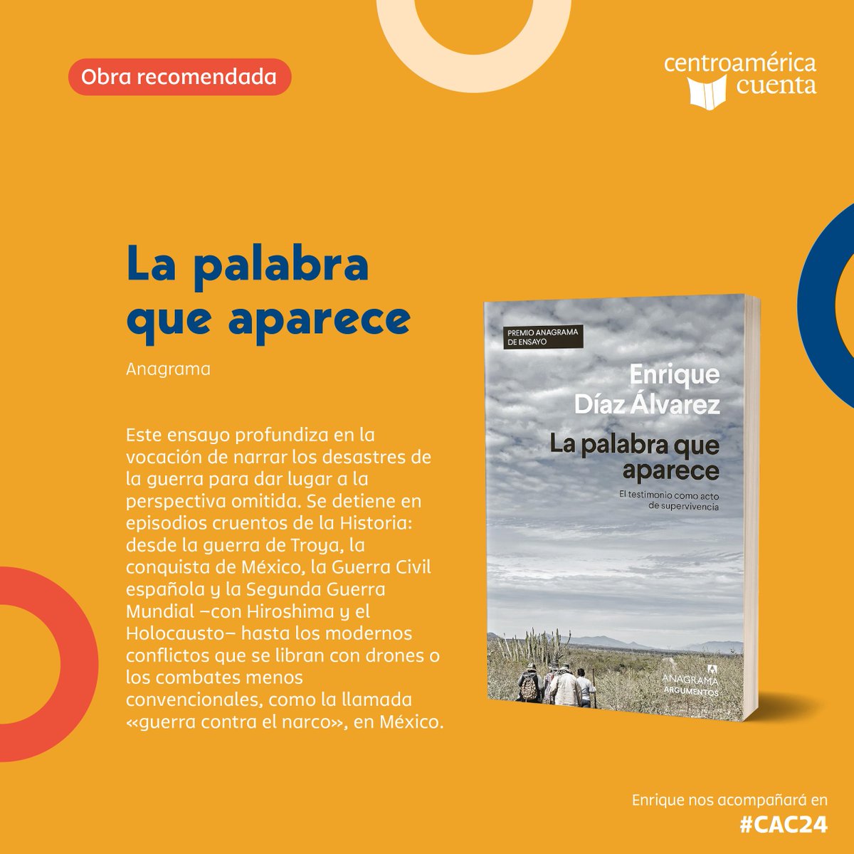 ✍🏼 Acompaña a Enrique Díaz Álvarez 🇲🇽 en esta nueva edición de Centroamérica Cuenta donde conversará sobre el ensayo literario y la era de la inteligencia artificial. 🌐 Puedes ver nuestro programa completo en t.ly/IohNo #CAC24 #Panama @MiCulturaPma