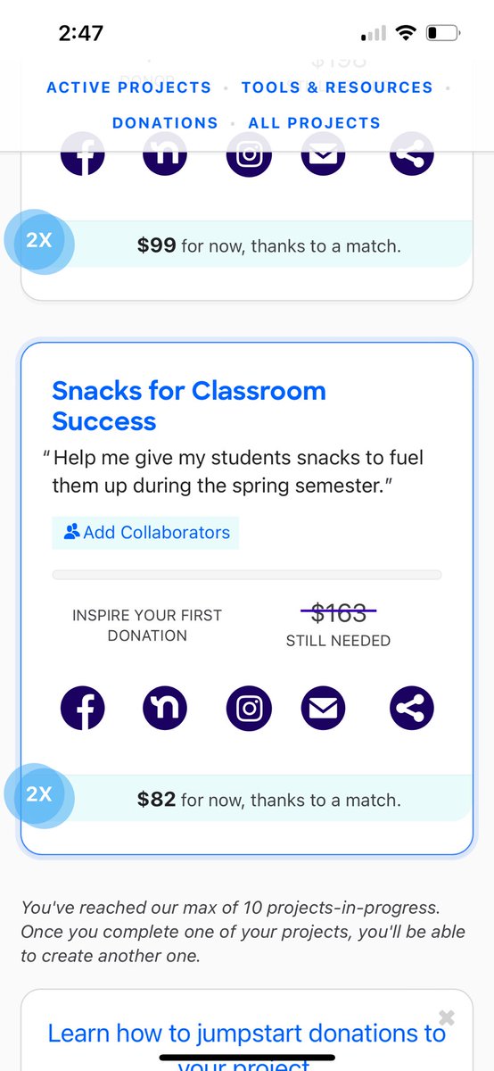 RT “Snacks for Success,” $80 needed to fully fun giving my students the gift of snacks thru DonorsChoose:)#donorschoose #teachers #teachertwitter #teacher #clearthelist #teachertwitter #specialeducation @donorschoose #nutrition #health @ClearTheList1 donorschoose.org/project/snacks…