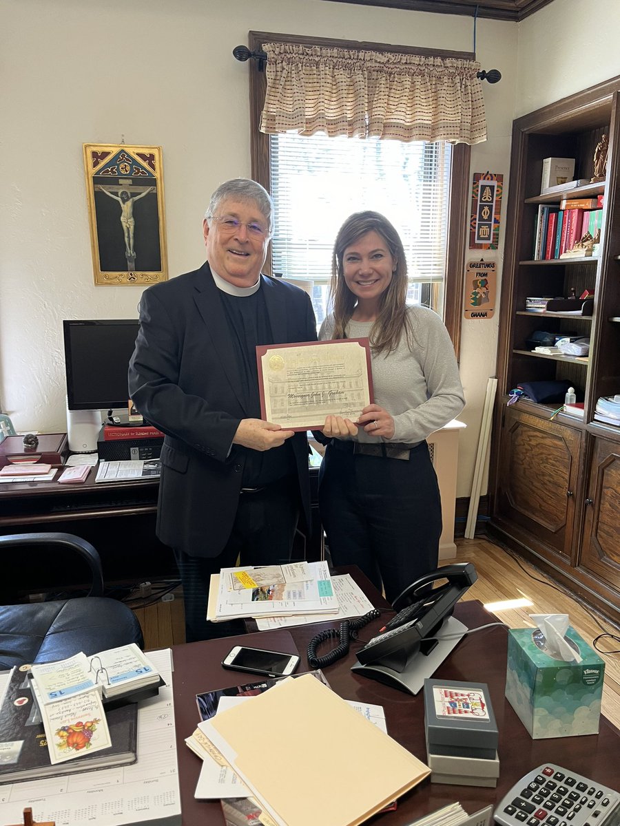 At our local Easter event we honored individuals who bring so much to our community. Unfortunately, Monsignor Graham was unable to attend due to other obligations, so it was an honor to go to the St.Francis de Chantel rectory to present him our New York City Council citation.