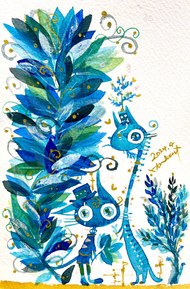 「その色は海の色 」|ほんだ猫 (不思議風景と猫を描くぶるべり)のイラスト