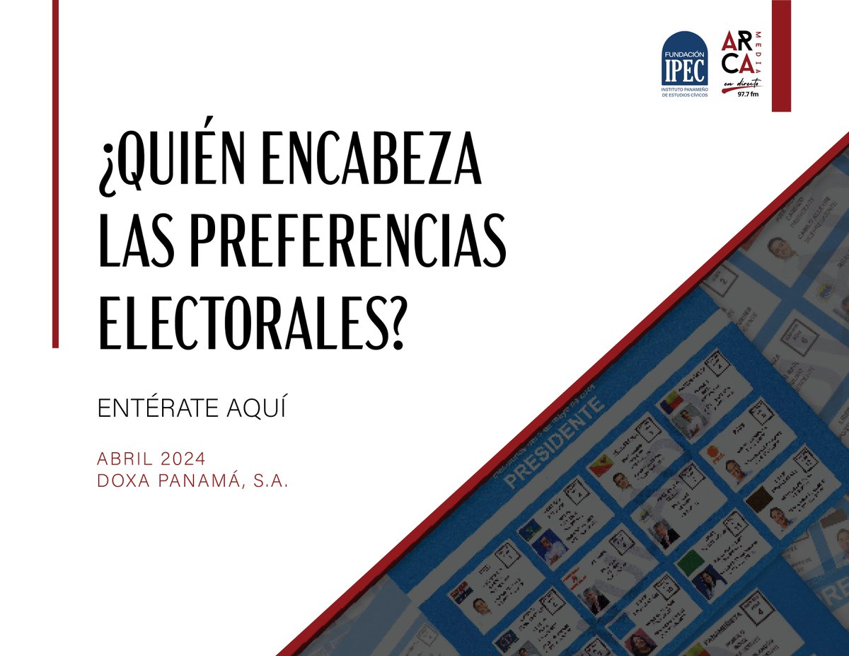 ARCA Media en Directo e IPEC presentan resultados de su segunda Encuesta Electoral de DOXA Panamá arcamediaendirecto.com/2024/04/15/arc…