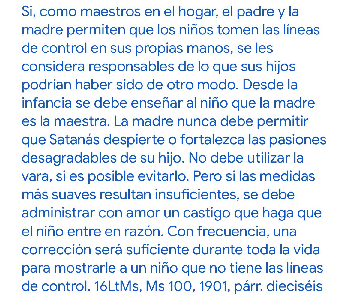 Padres nunca deben ceder el control a sus hijos. Deben hacer uso de la disciplina apropiada cuando sea necesario-EGW