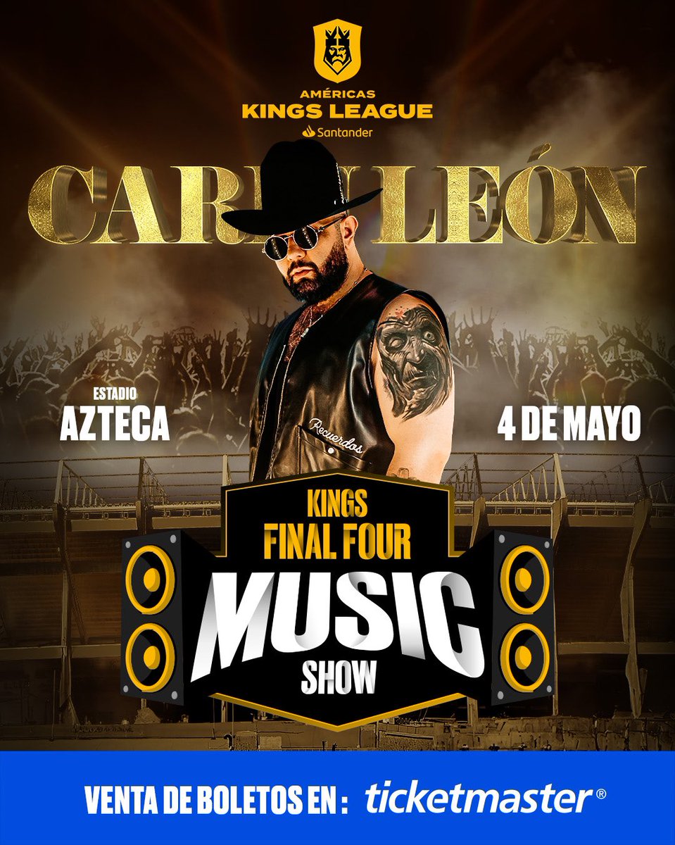 kingsleague_mex's tweet photo. Y nuestro artista invitado es… ¡Carin León! 🎤

Final Four - Estadio Azteca (4 de MAYO) 📆

Compra tus boletos
➡️ https://t.co/IJyVuDpM5O https://t.co/i4im7QOCct