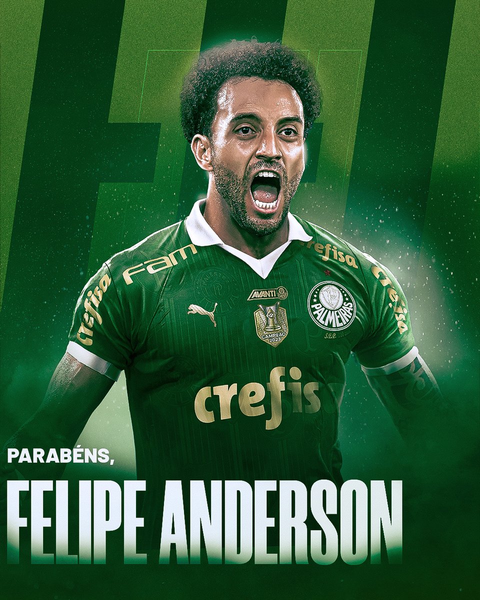 E O PARABÉNS? 🎉 O aniversário é seu e o presente a gente compartilha, meu novo meia: ansiosa pela sua chegada, a #FamíliaPalmeiras te deseja um feliz aniversário, Felipe Anderson! 3.1 com o carinho da torcida alviverde! 🤪💚 #AvantiPalestra #FamíliaPalmeiras