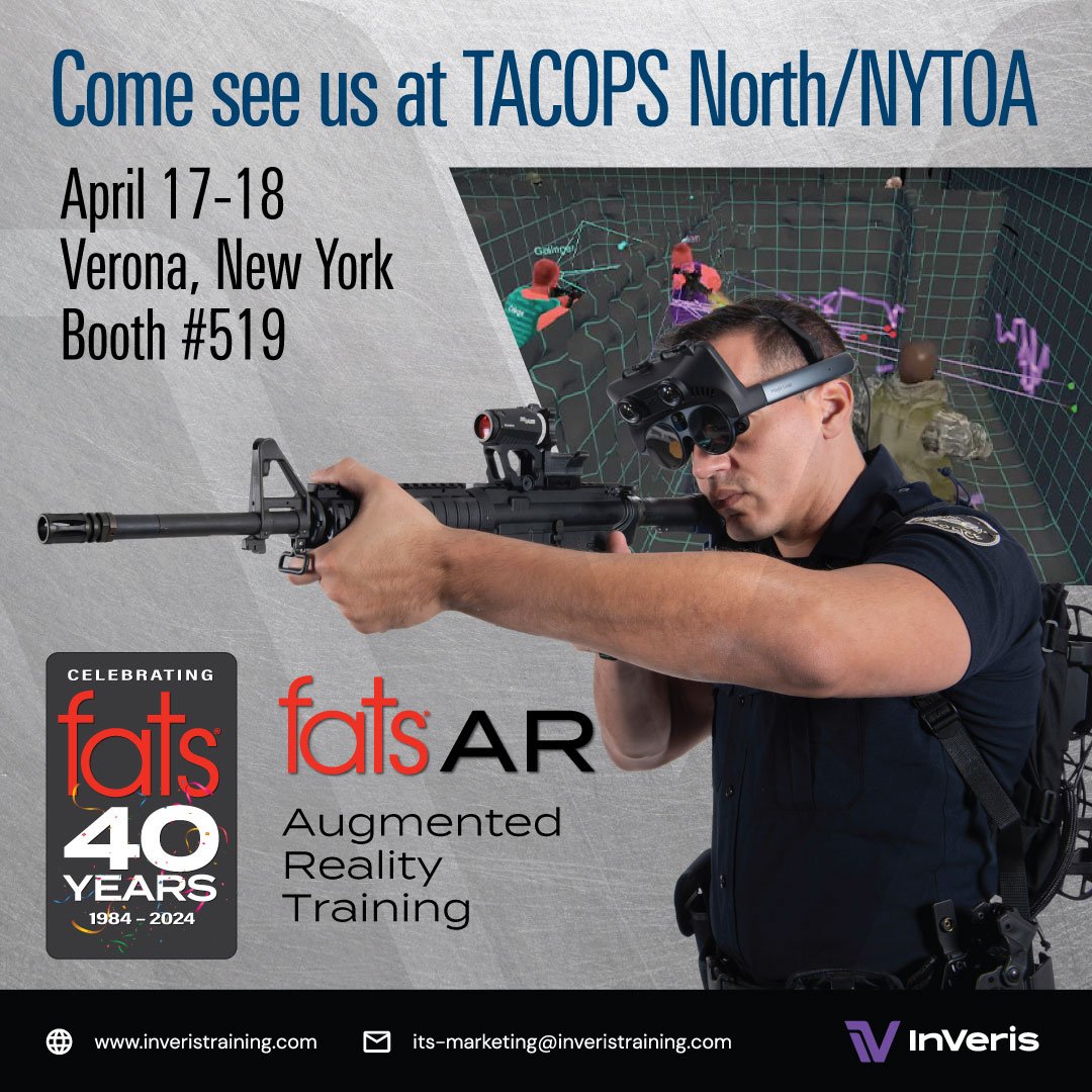 Come see us at TACOPS North/NY Tactical Officers Conference for a demo of our latest virtual training products. 

#TACOPS2024 #NYTOA #inveristraining #fatsAR #fats40years #weaponstraining  #virtualtraining #livefiretraining