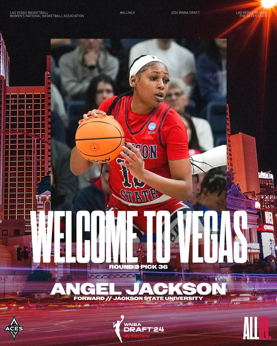 Heading back out West ⬅️ With the 36th pick in the 2024 #WNBADraft, the Las Vegas Aces select @hooper_angel15 from @GoJSUTigersWBB! #ALLINLV