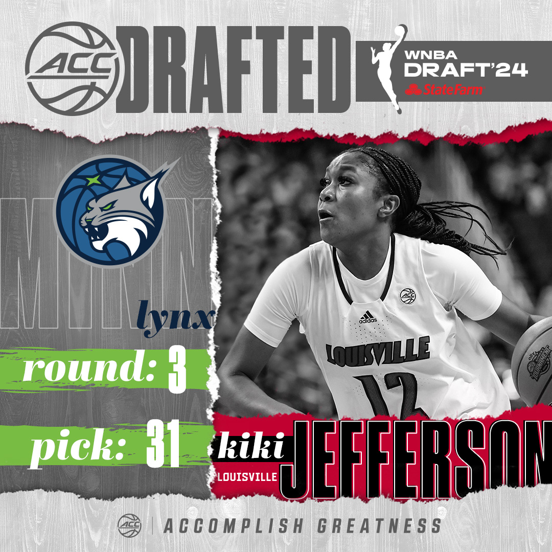 🗣 𝙇𝙀𝘼𝙂𝙐𝙀 𝙃𝙀𝙍 The @minnesotalynx select Kiki Jefferson at pick No. 31! @LouisvilleWBB | #AccomplishGreatness | #WNBADraft