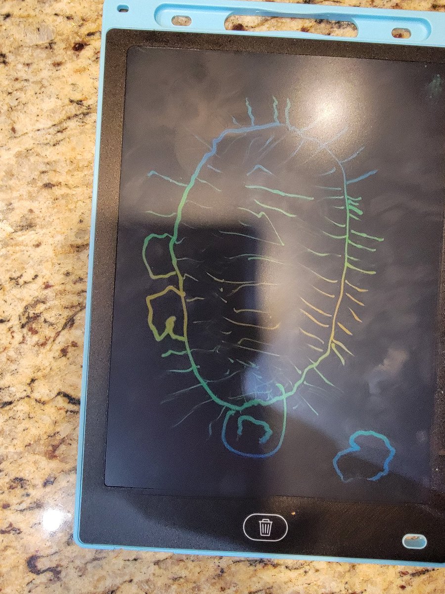 maddieseve's tweet photo. Things my kid has drawn on his draw pad this week.
1: Dad
2: Bee with a million stingers
3: 2 bees pulling a rock with chains
4: Love note to Mom

So detailed. https://t.co/335D2lO0Ta