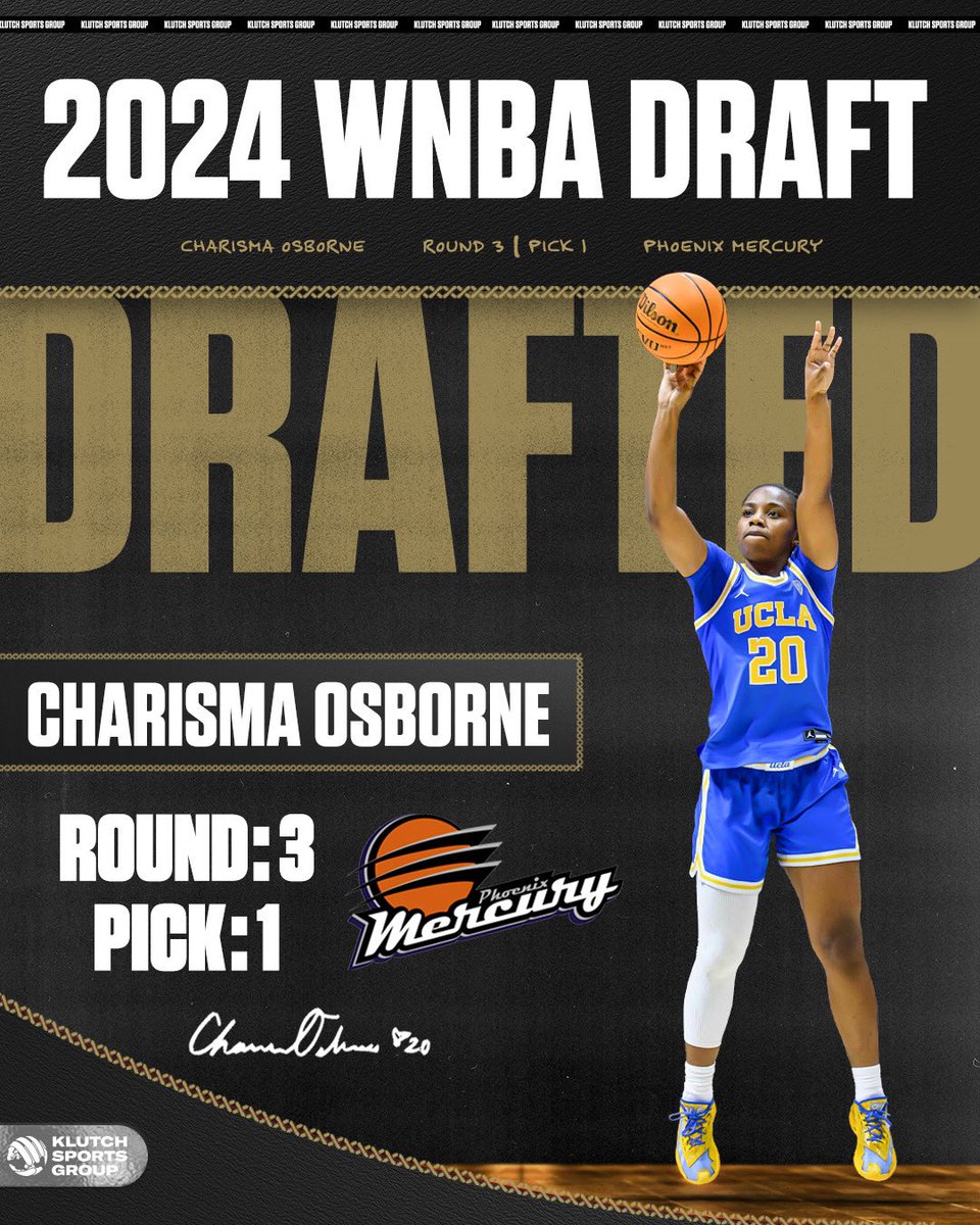 Congrats @CharismaOsborne on being selected 25th overall by the @PhoenixMercury!