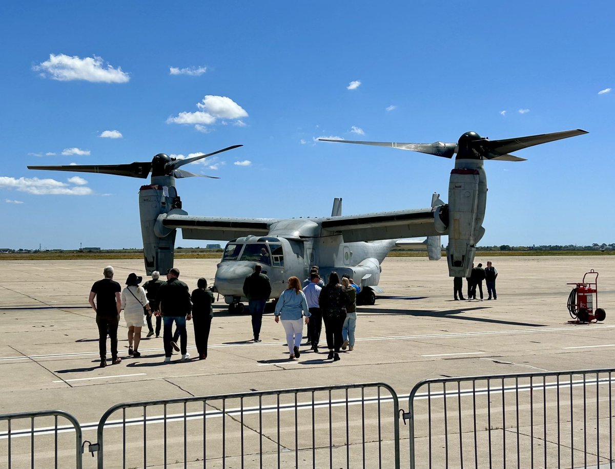 ScottZoldi's tweet photo. #FICOWORLD24 TAKEOFF! What a thrill to welcome @FICO customers to the #FICOWorld Exec Experience at the Naval Air Station #Miramar, in my #SanDiego backyard. We toured the F35-B Lightning II fighter &amp; Osprey multi-mission aircraft. Great to hang with FICO co-inventor Julie May! https://t.co/0qjwyhbcIa