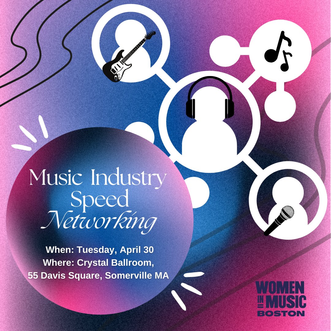I'm stoked to announce the return of Music Industry Speed Networking at @CrystalSville, organized by the Boston chapter of @womeninmusicorg. 💿It's not every day that you can meet folks from Live Nation, Boston venues, radio professionals, and artist managers in one evening!