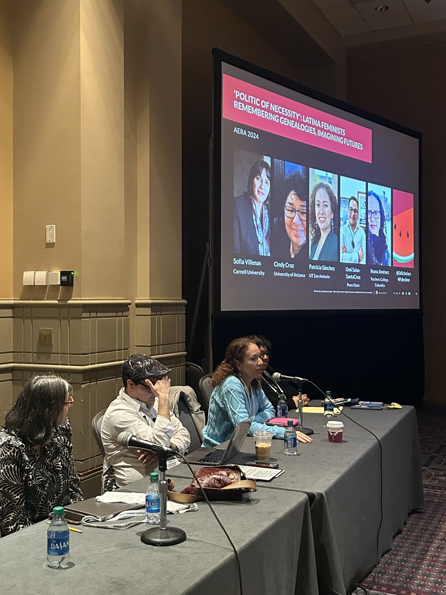 Loved the incredible panel I was on this weekend at #AERA24 with @cruzzer33 @omiwhynot Sofia Villenas and Patricia Sánchez on Latina & Latinx feminisms, genealogies, and futures. @AERA_EdResearch