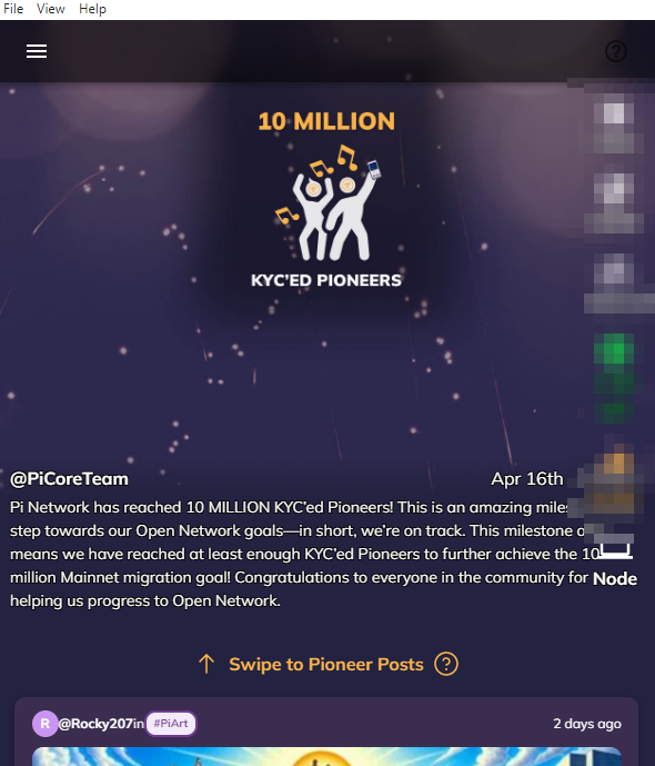 Pi Network has reached 10 MILLION KYC’ed Pioneers! This is an amazing milestone and step towards our Open Network goals—in short, we’re on track. This milestone also means we have reached at least enough KYC’ed Pioneers to further achieve the 10 million Mainnet migration goal!…