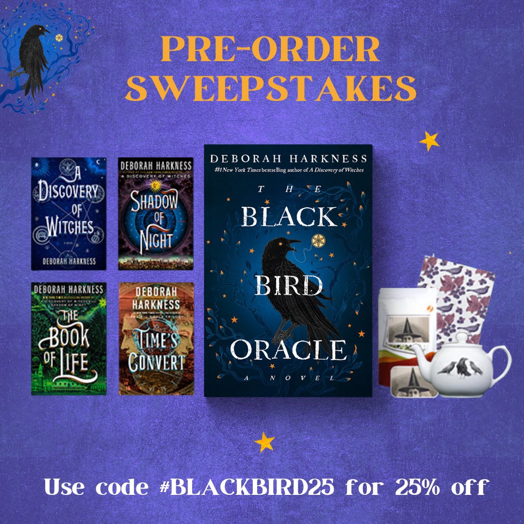 A fun preorder sweepstakes for THE BLACK BIRD ORACLE. When you preorder from barnesandnoble.com, you’re automatically entered for a chance to win. Use the code #BLACKBIRD25 to get 25% off! This offer is available for US consumers and doesn’t apply to signed books.