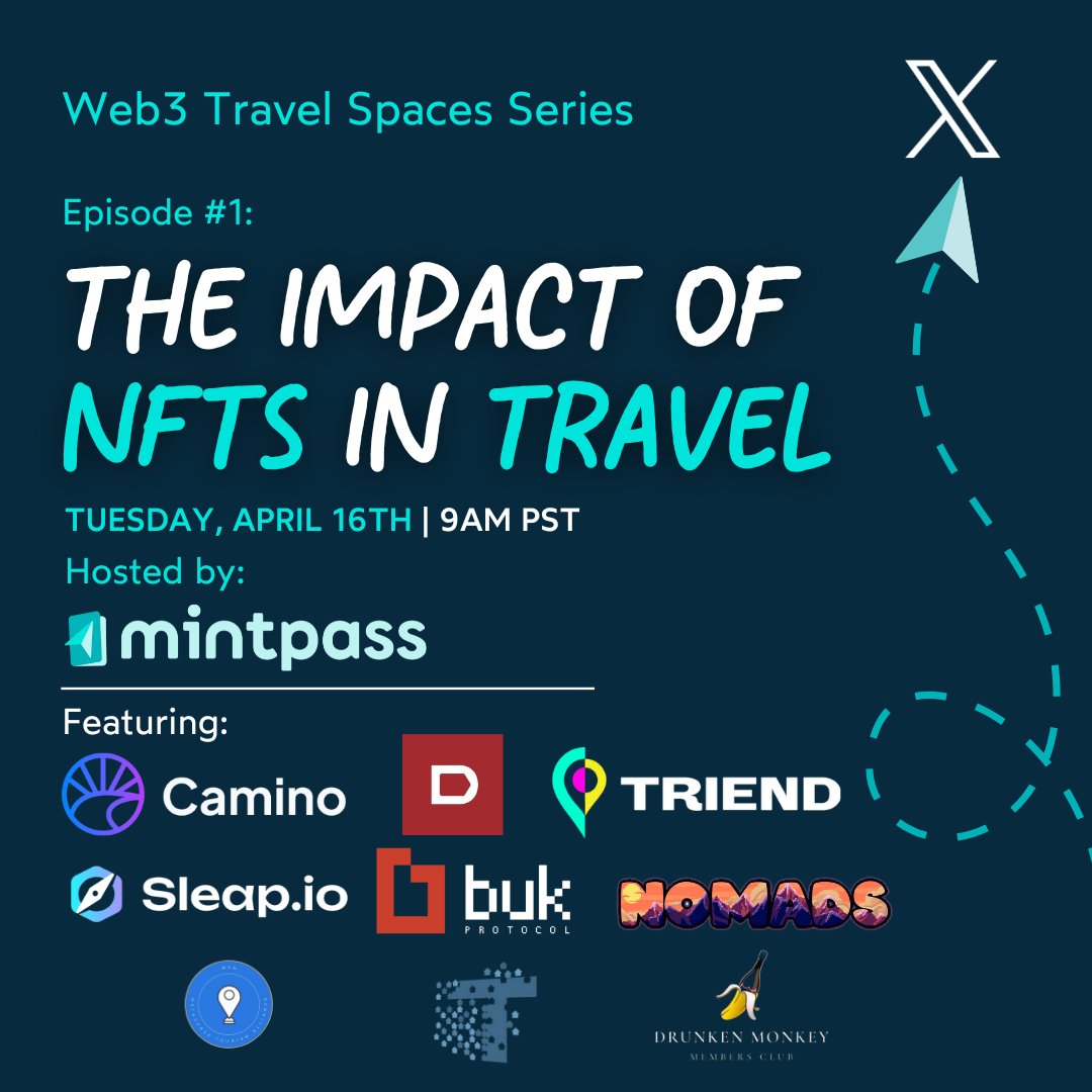 sampsonsimmons's tweet photo. Can't wait to join the smartest folks in web3 travel for a kickoff discussion discussing NFT use cases in the travel industry. ✈️

Join us tomorrow at 9a ET / 12p ET. ⏰

Sign up here ➡️ https://t.co/qVqbMG1lVk

@camino_network @DtravelDAO @triendapp @sleap_io @BukProtocol @triprecsapp @MTourismAssoc @tripscommunity @DrunkenMonkey