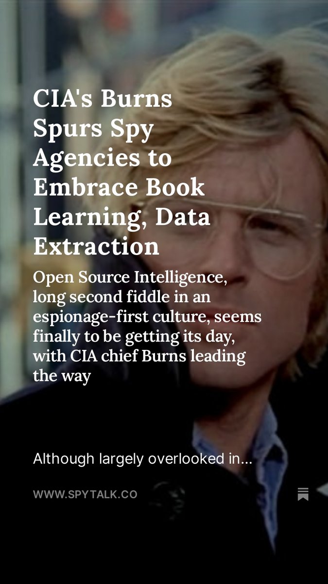 CIA's Burns Spurs Spy Agencies to Embrace Book Learning, Data Extraction spytalk.co/p/cias-burns-s…