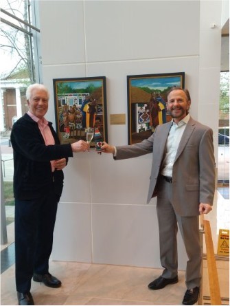 We are thrilled to announce two beautiful pieces of artwork have been placed in the lobby of UVA Battle Building in honor of Jim Nataro MD, PhD, MBA. Dr. Nataro is the former Chair of the Department of Pediatrics. The artwork was painted by @EricBolsmann. @uvahealthnews